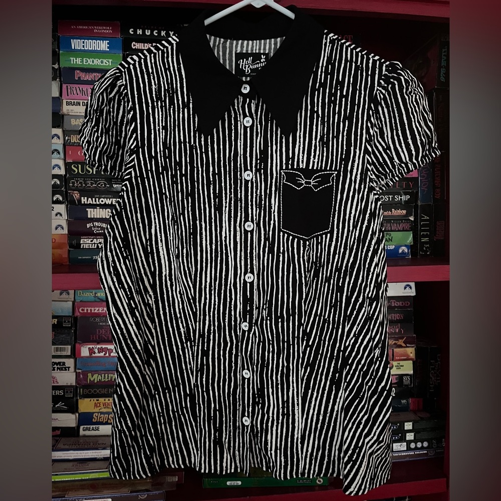 Hell Bunny Goth Spooky Nightmare Before Christmas style stripes blouse XL